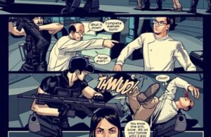 Leonard, Sheldon, Howard y Raj en un cómic de Marvel